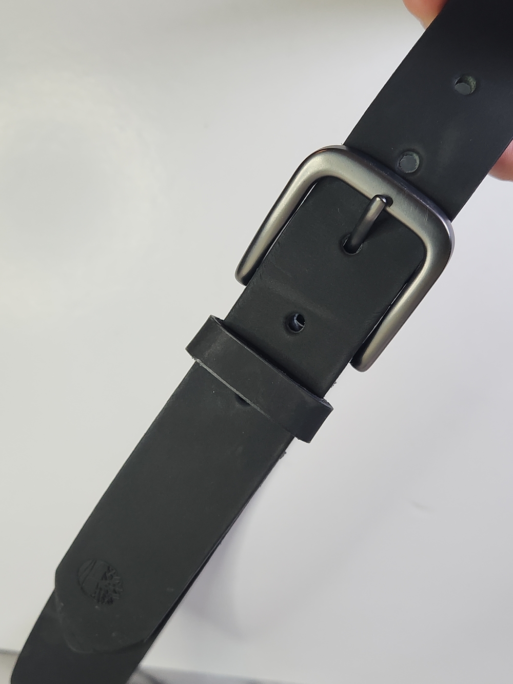 Timberland Black Men's Leather Belt with Gunmetal Buckle